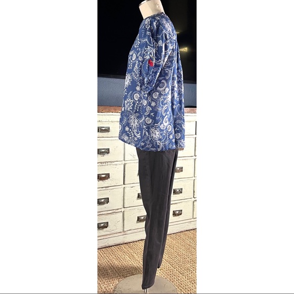 Johnny Was Effortless Puffed Sleeve Blue Embroidered Blouse NWT New M - Picture 12 of 15